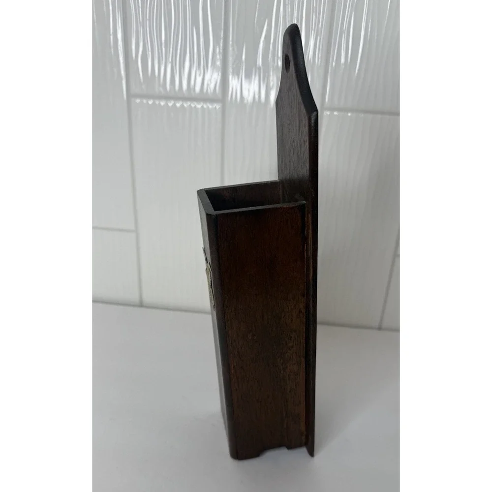 VTG Wooden Matchstick Holder Long Matchsticks Fireplace Eagle Early American